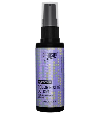 The colour fixing lotion is recommended to use when tinting with dye or henna and in the eyebrow-care routine at home. Suitable for all types of dye or henna. The product promotes fixing of pigment after the tinting procedure and provides a long-lasting effect. Performs moisturising properties; PANTHENOL provides shine, protects against external impact. GRAPESEED OIL has powerful antioxidant and regenerative properties. The product is instantly absorbed, and its light consistency does not leave any traces on hairs. Non-comedogenic. Fixes the pigment inside the hair, increasing the longevity of a tinting effect. It is recommended to use during tinting with dye or henna.; Bronsun Eyebrow Colour Fixing Lotion 50ml