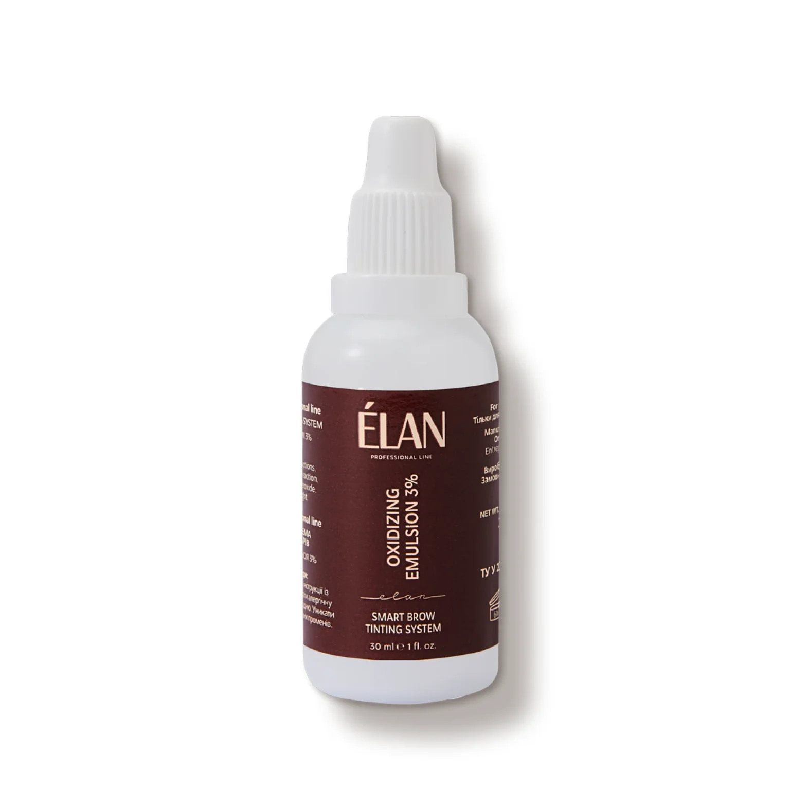 ELAN ELAN oxidant 3% Oxidizing Emulsion is a specially developed innovative product and one of the components of the Smart Brow Tinting System.   The pH level of the ready-to-use tinting mixture is pH 7 when mixing ELAN oxidant 3% and eyebrow color "Deep Brow Tint". It protects the hair from damage and prevents the skin from drying out.   *one bottle of 30ml oxidant is enough for one tube of eyebrow color ''Deep Brow Tint'' 04 ICY/05 SPICY.   You can find Deep Brow Tint <a href="https://pomello.ee/toode/elan-deep-brow-tint-kulmuvarv/"><strong>here</strong></a>   Pomello